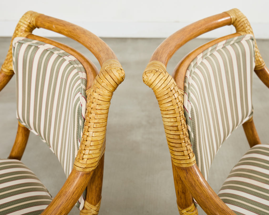 Set of Ten McGuire Rattan X-Back Dining Chairs