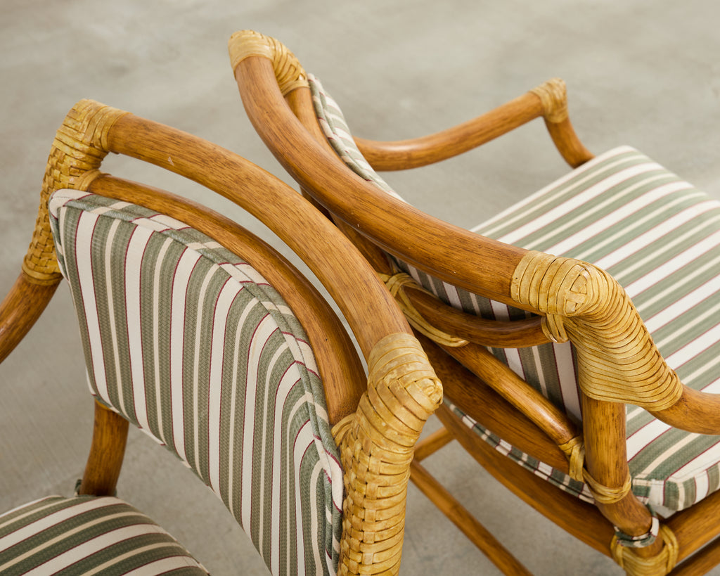 Set of Ten McGuire Rattan X-Back Dining Chairs