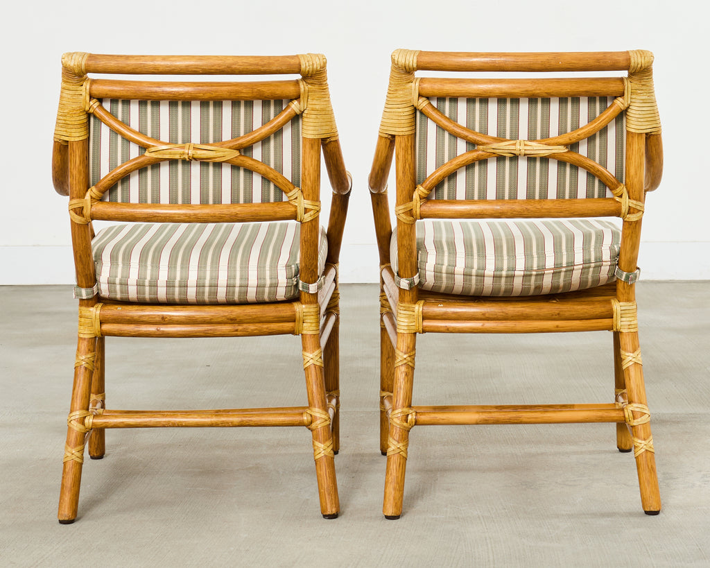 Set of Ten McGuire Rattan X-Back Dining Chairs