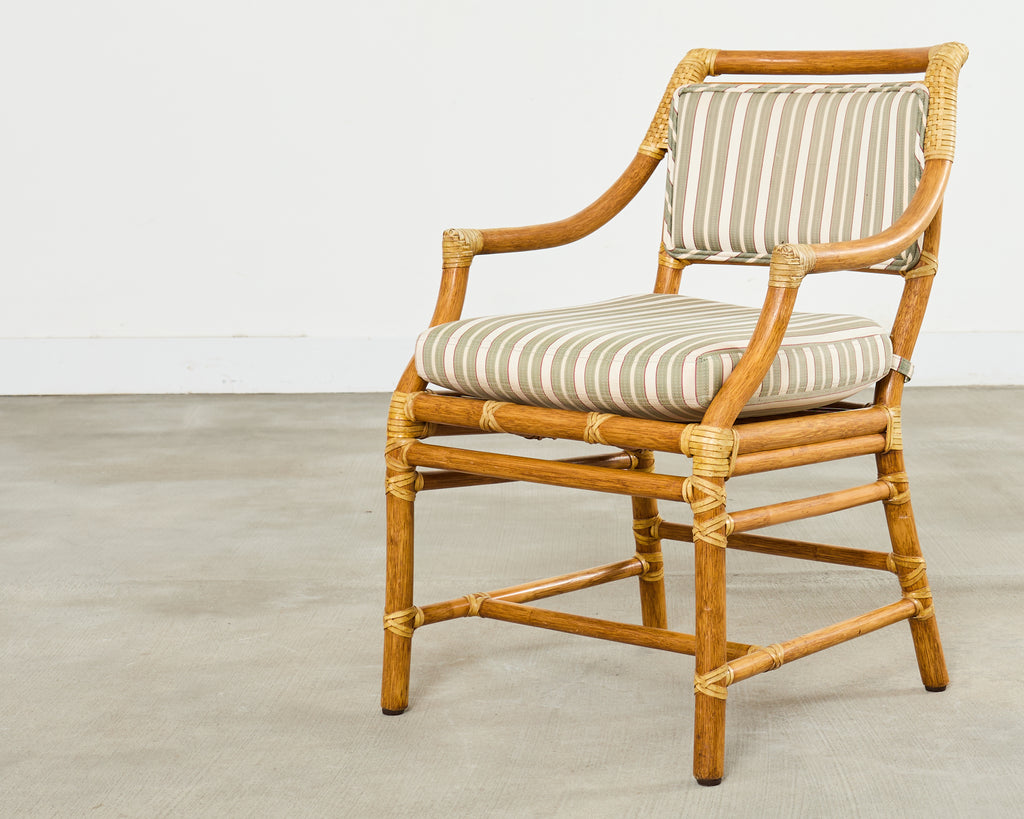 Set of Ten McGuire Rattan X-Back Dining Chairs