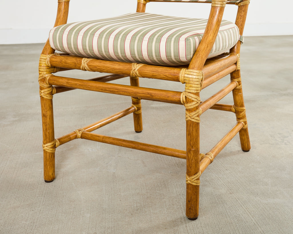 Set of Ten McGuire Rattan X-Back Dining Chairs