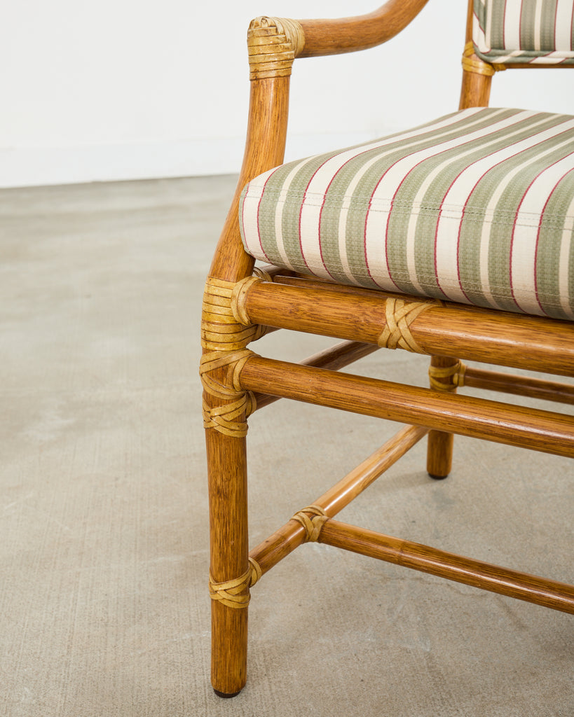 Set of Ten McGuire Rattan X-Back Dining Chairs