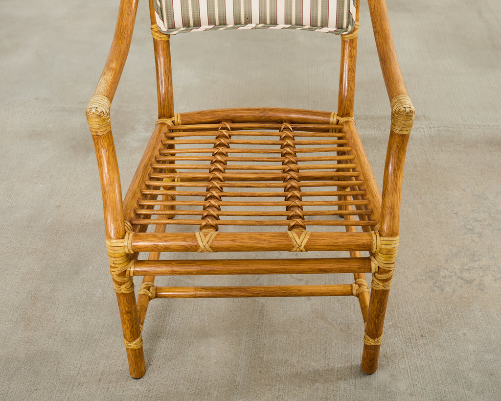 Set of Ten McGuire Rattan X-Back Dining Chairs
