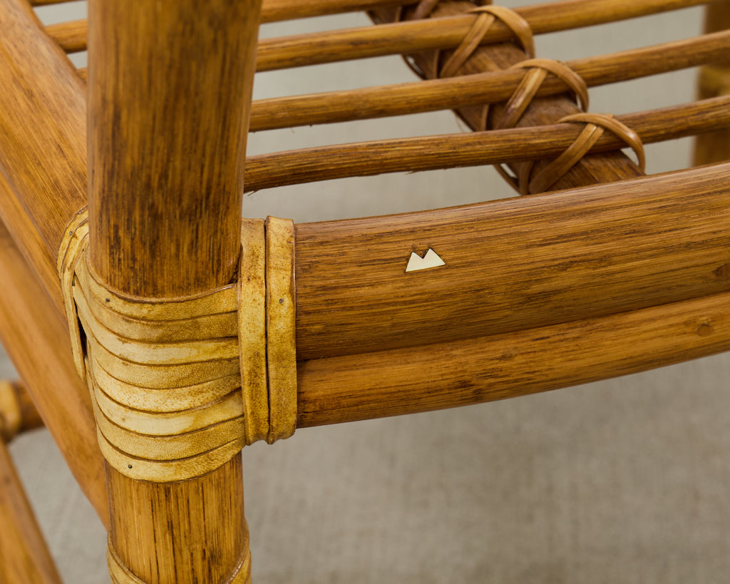 Set of Ten McGuire Rattan X-Back Dining Chairs