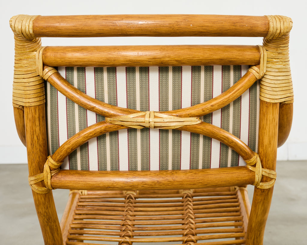 Set of Ten McGuire Rattan X-Back Dining Chairs