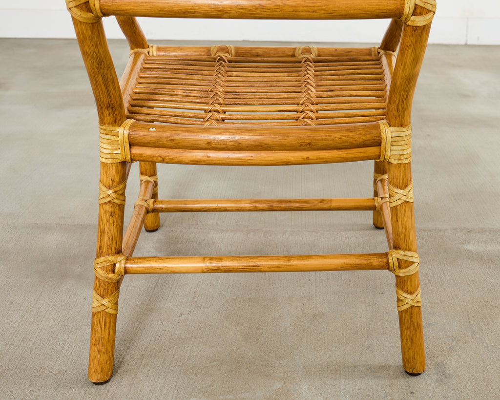 Set of Ten McGuire Rattan X-Back Dining Chairs