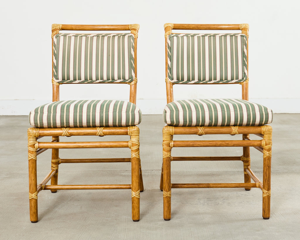Set of Ten McGuire Rattan X-Back Dining Chairs