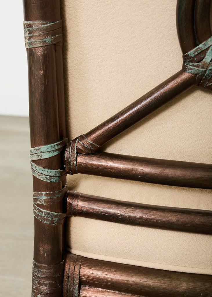 Set of Ten McGuire Bronzed Rattan Target Dining Chairs