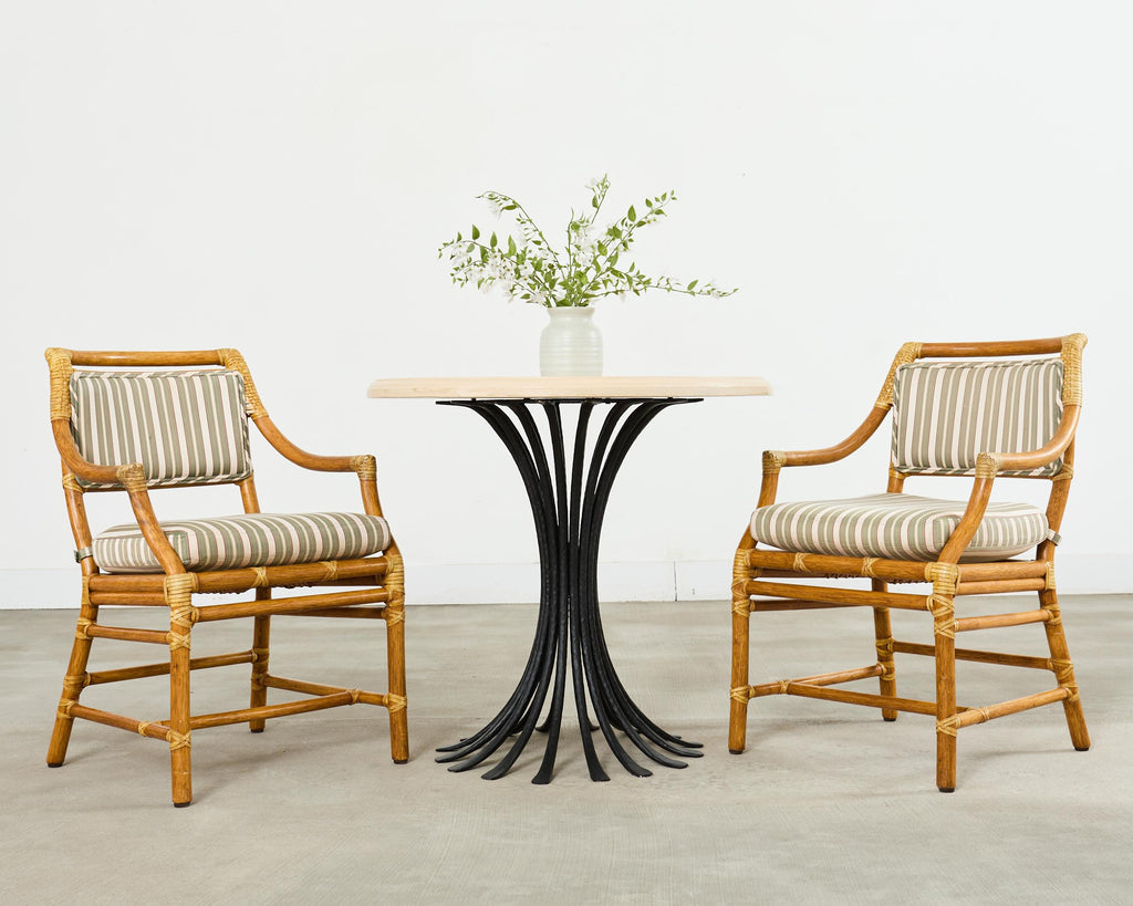 Set of Ten McGuire Rattan X-Back Dining Chairs