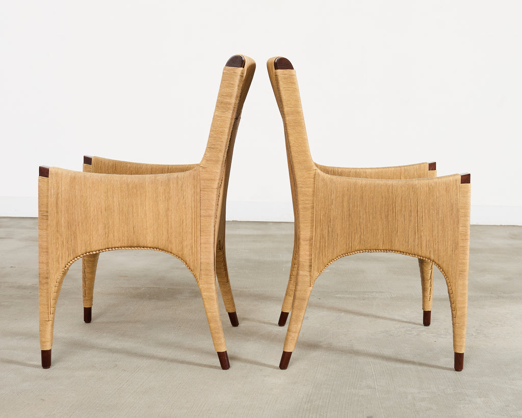 Set of Ten Bill Sofield McGuire Danish Cord Cocoon Dining Chairs