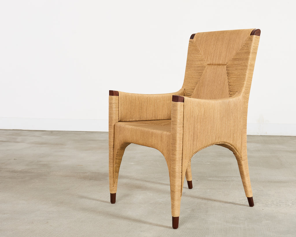 Set of Ten Bill Sofield McGuire Danish Cord Cocoon Dining Chairs