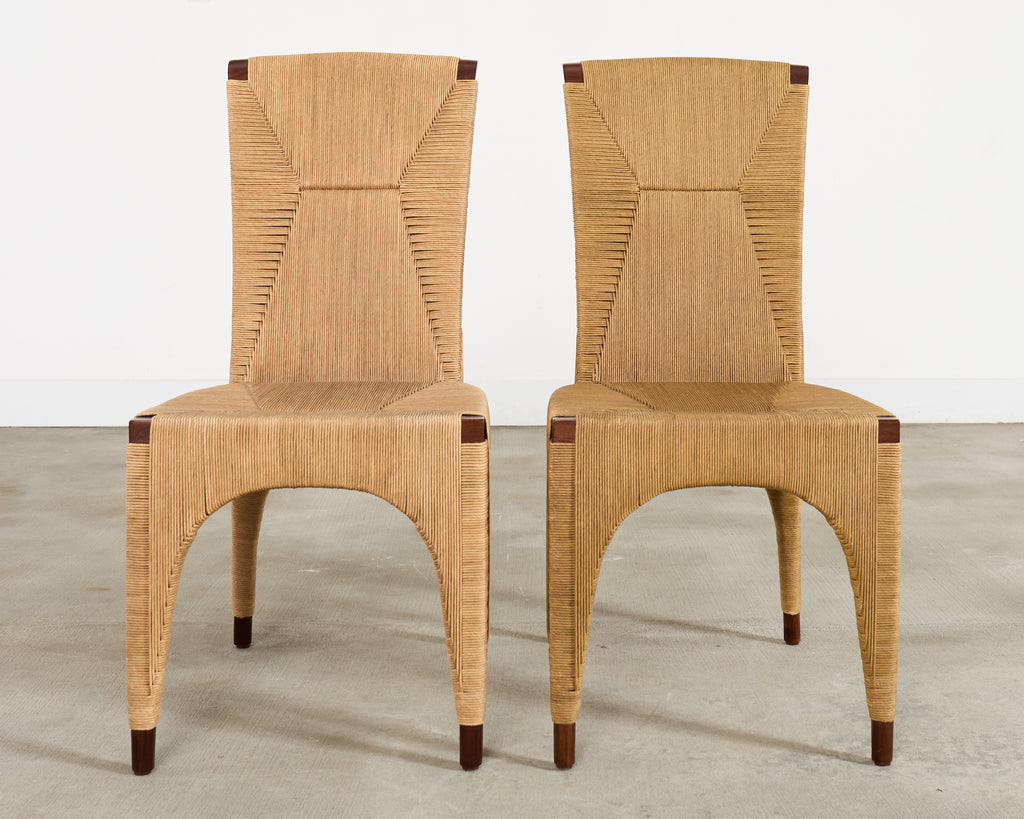 Set of Ten Bill Sofield McGuire Danish Cord Cocoon Dining Chairs
