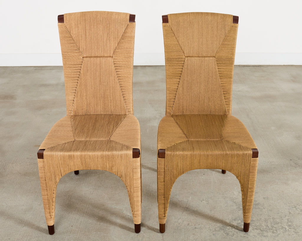 Set of Ten Bill Sofield McGuire Danish Cord Cocoon Dining Chairs