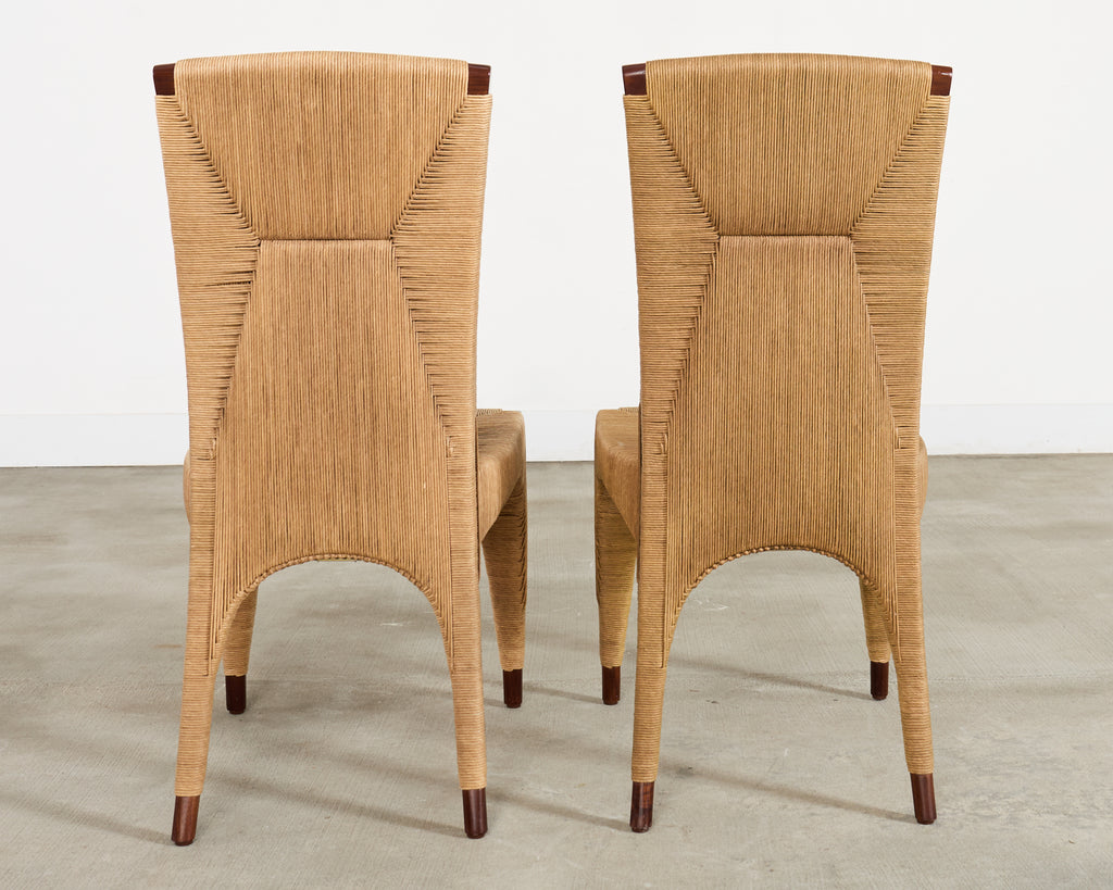 Set of Ten Bill Sofield McGuire Danish Cord Cocoon Dining Chairs