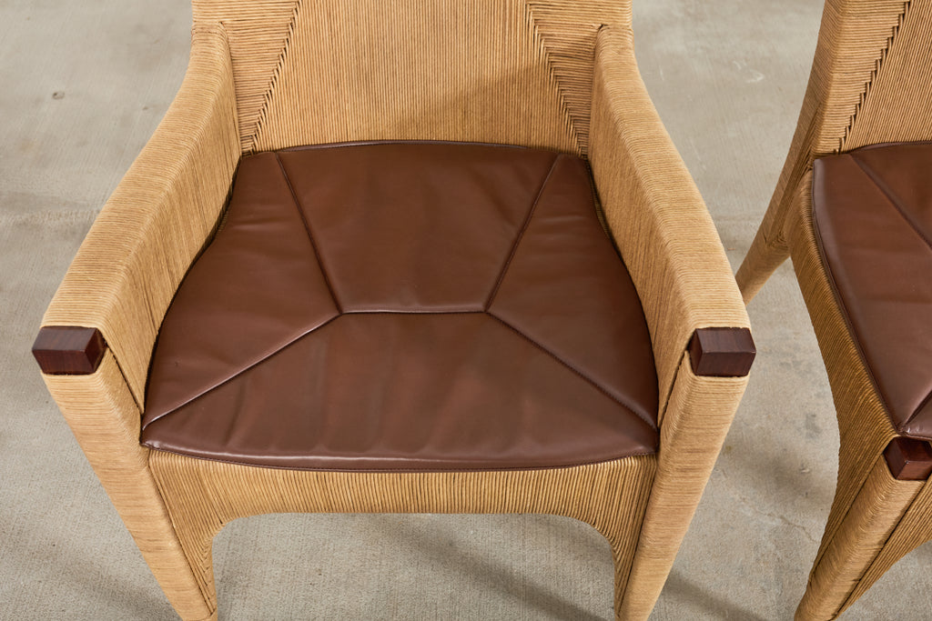 Set of Ten Bill Sofield McGuire Danish Cord Cocoon Dining Chairs