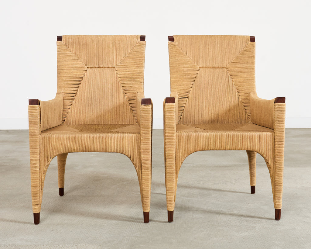 Set of Ten Bill Sofield McGuire Danish Cord Cocoon Dining Chairs