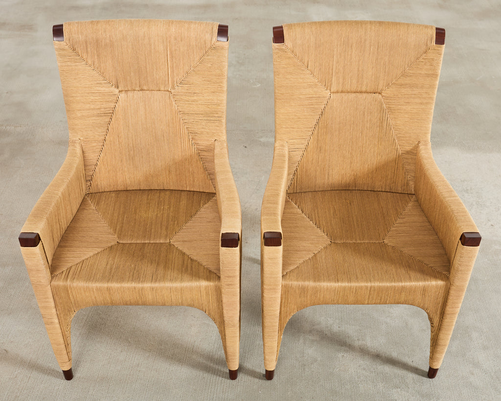 Set of Ten Bill Sofield McGuire Danish Cord Cocoon Dining Chairs