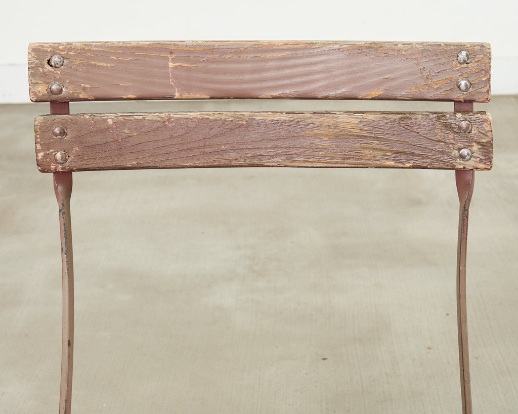 Set of Ten French Folding Iron Bistro Dining Chairs