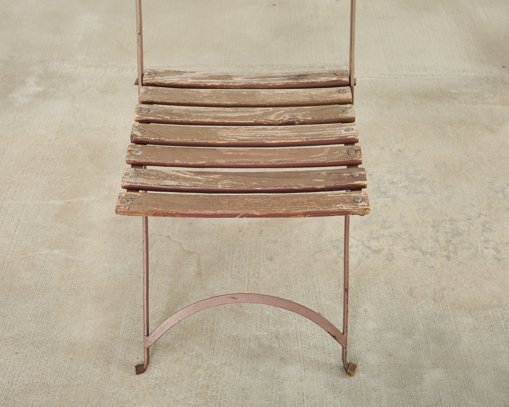 Set of Ten French Folding Iron Bistro Dining Chairs