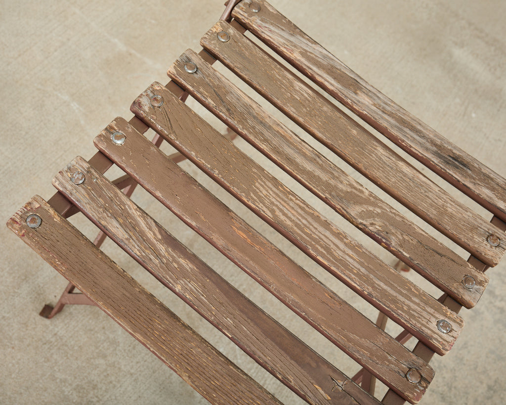 Set of Ten French Folding Iron Bistro Dining Chairs