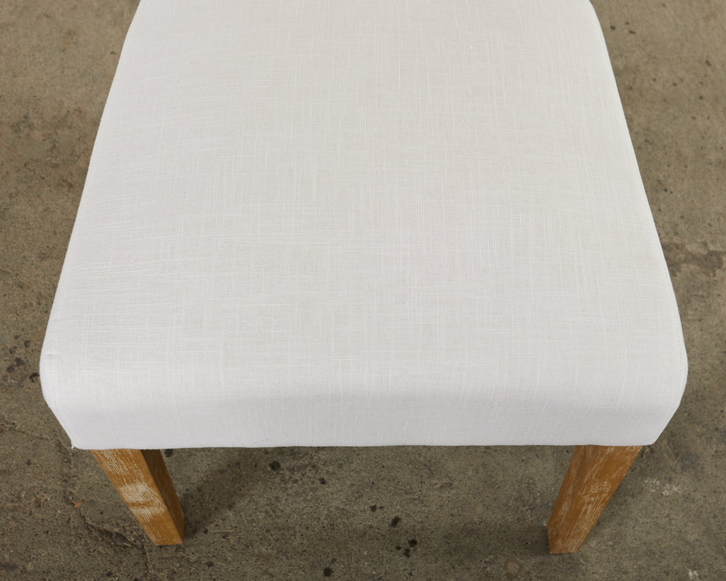 Set of Fourteen Tufted Scroll Back Dining Chairs