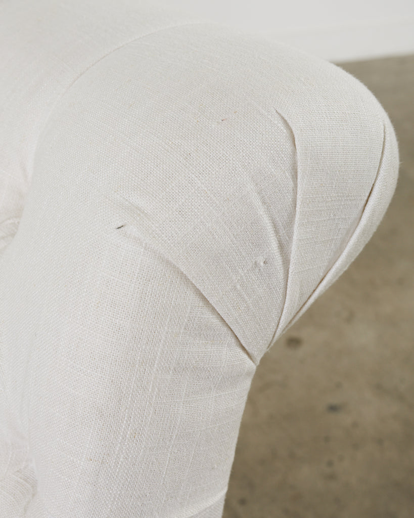 Set of Fourteen Tufted Scroll Back Dining Chairs