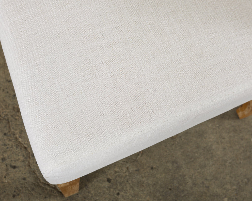 Set of Fourteen Tufted Scroll Back Dining Chairs