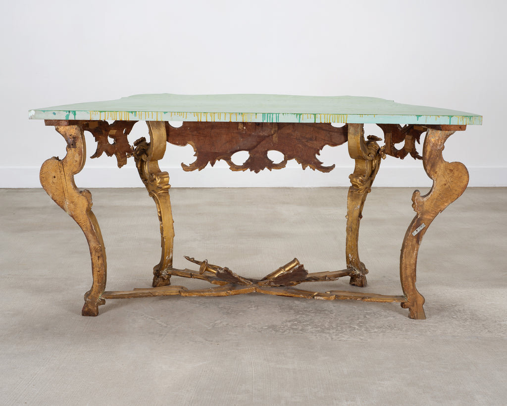 18th Century Italian Rococo Carved Giltwood Console Table