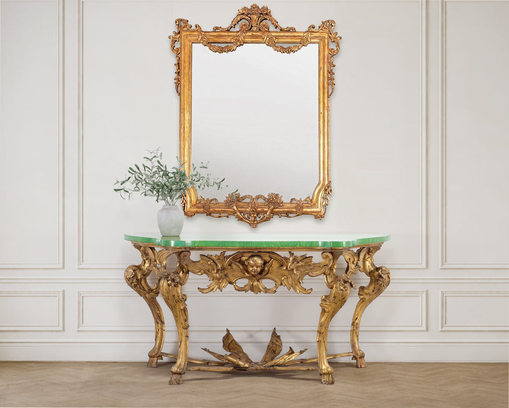18th Century Italian Rococo Carved Giltwood Console Table