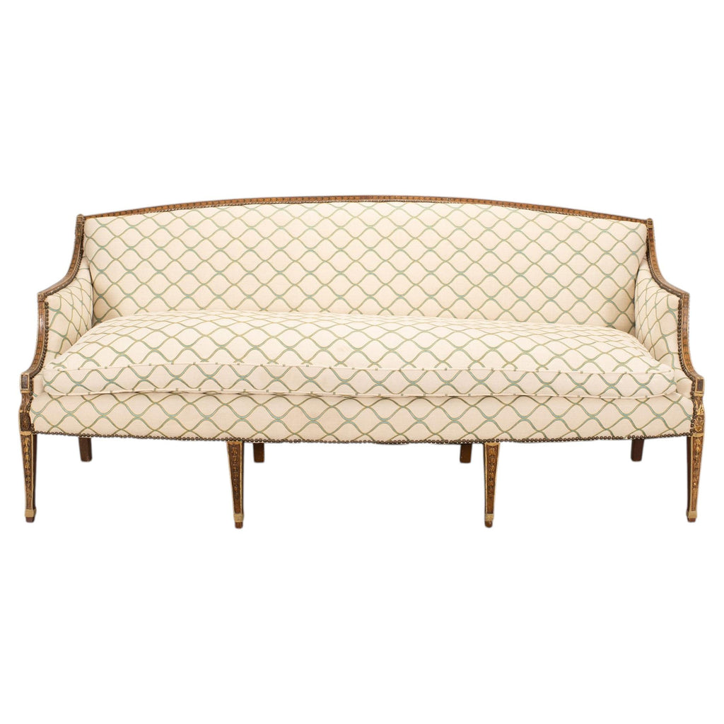 19th C. English Georgian Neoclassical Painted Cabriole Sofa