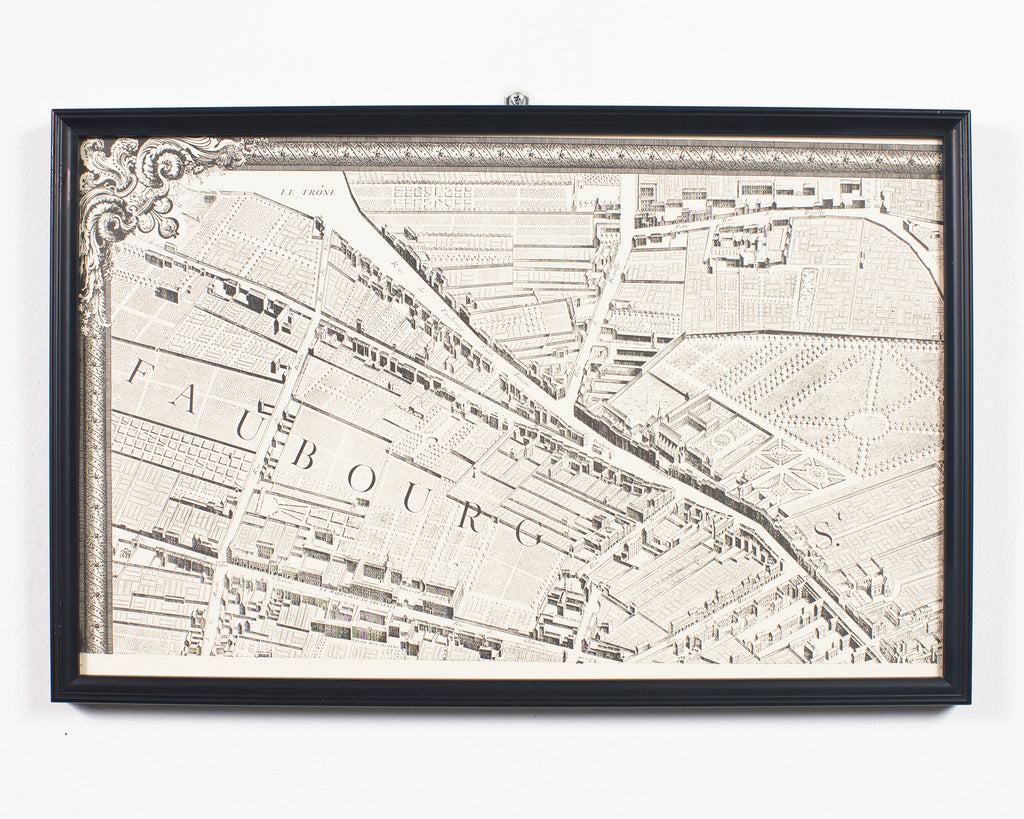 Framed Map of Paris After Michel-Étienne Turgot 1739 20 Panels
