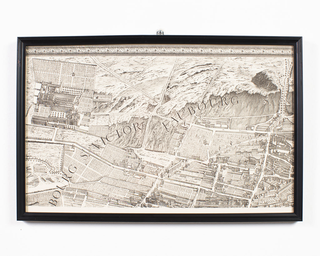 Framed Map of Paris After Michel-Étienne Turgot 1739 20 Panels