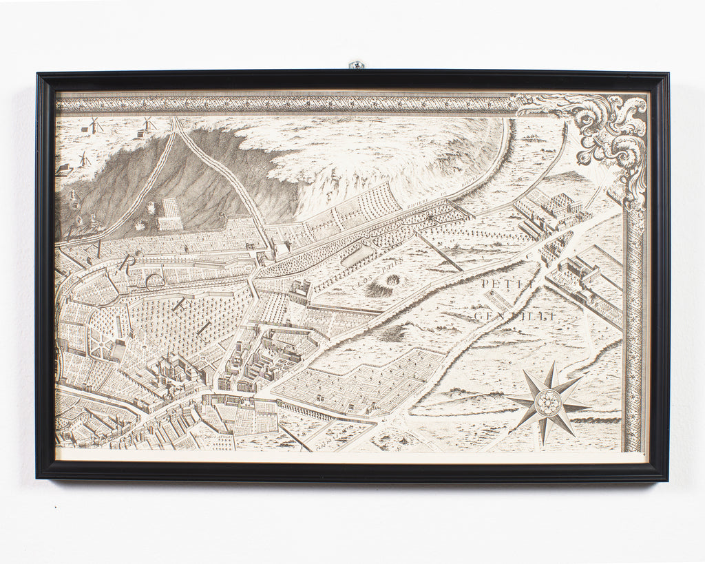 Framed Map of Paris After Michel-Étienne Turgot 1739 20 Panels