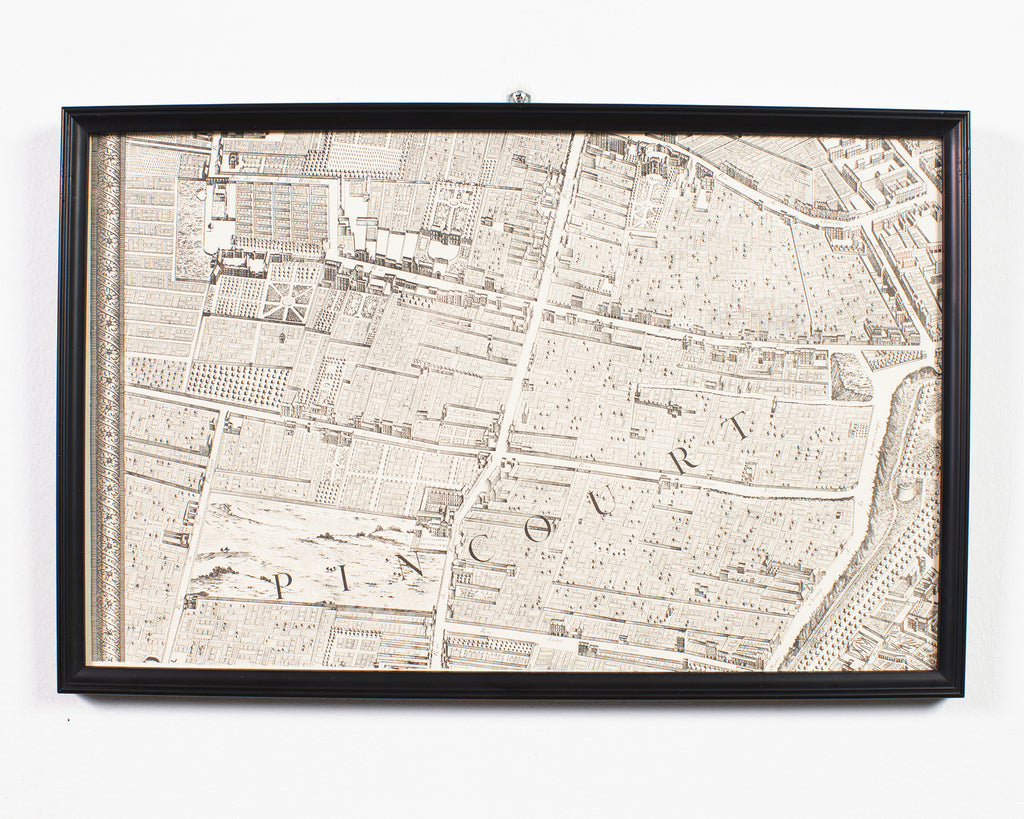 Framed Map of Paris After Michel-Étienne Turgot 1739 20 Panels