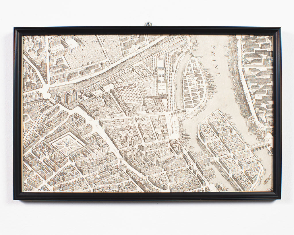 Framed Map of Paris After Michel-Étienne Turgot 1739 20 Panels