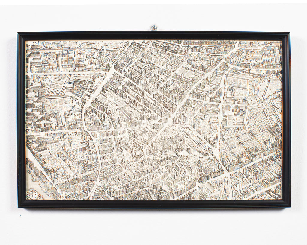 Framed Map of Paris After Michel-Étienne Turgot 1739 20 Panels