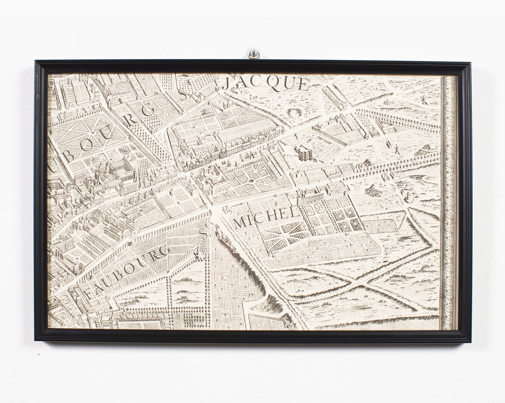 Framed Map of Paris After Michel-Étienne Turgot 1739 20 Panels