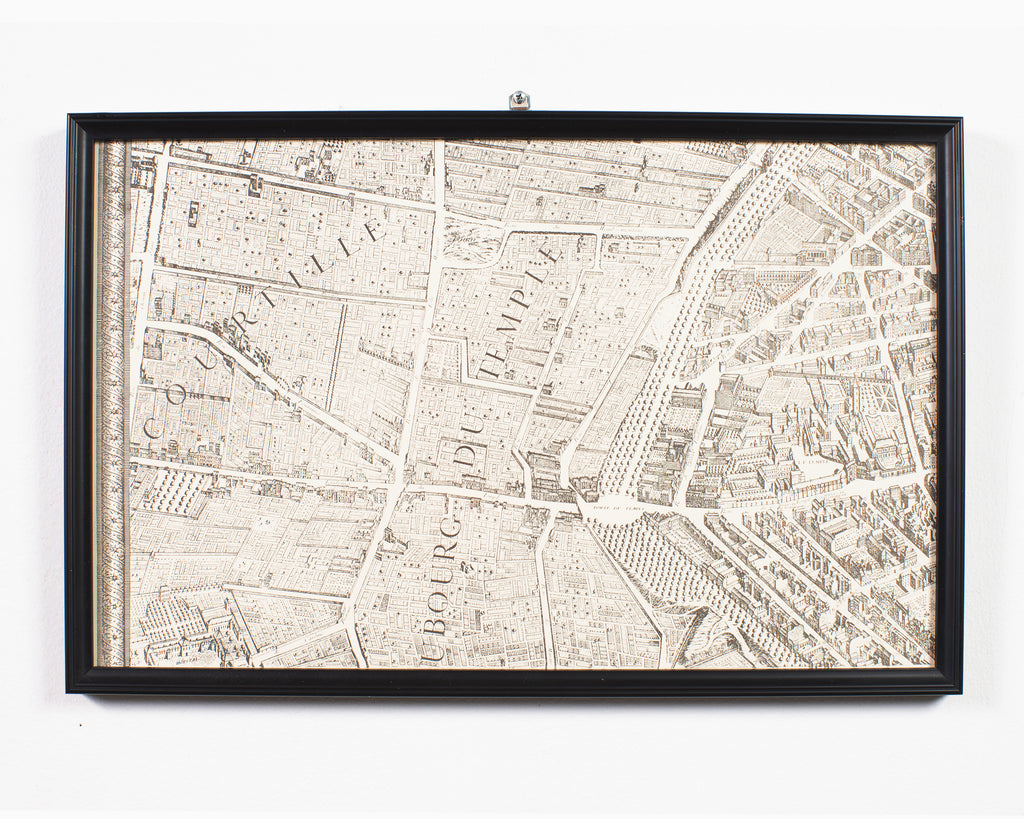 Framed Map of Paris After Michel-Étienne Turgot 1739 20 Panels