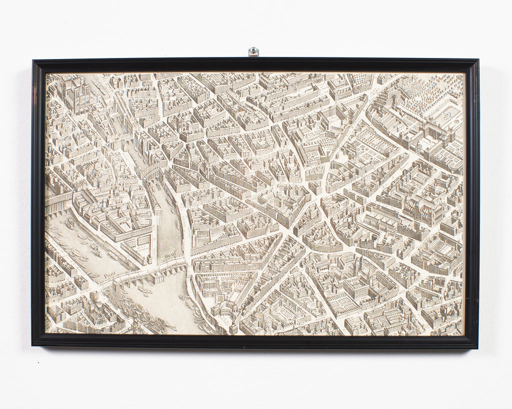 Framed Map of Paris After Michel-Étienne Turgot 1739 20 Panels
