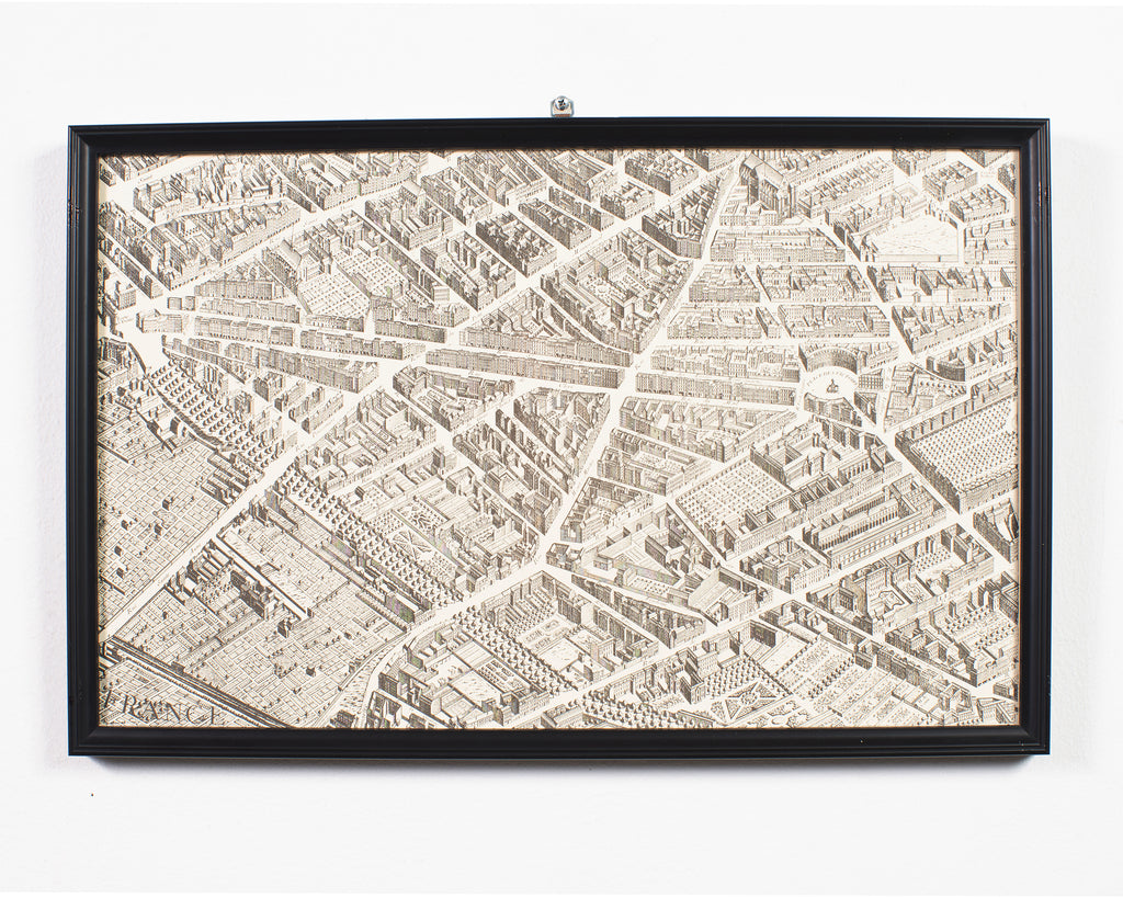 Framed Map of Paris After Michel-Étienne Turgot 1739 20 Panels