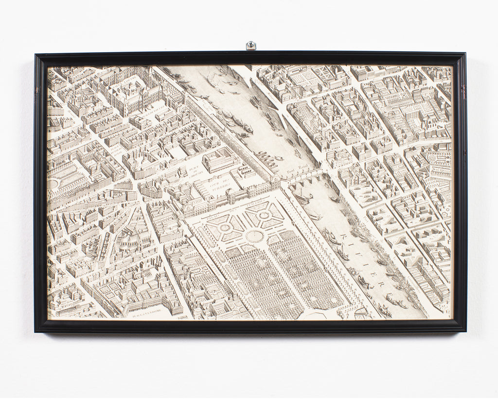 Framed Map of Paris After Michel-Étienne Turgot 1739 20 Panels