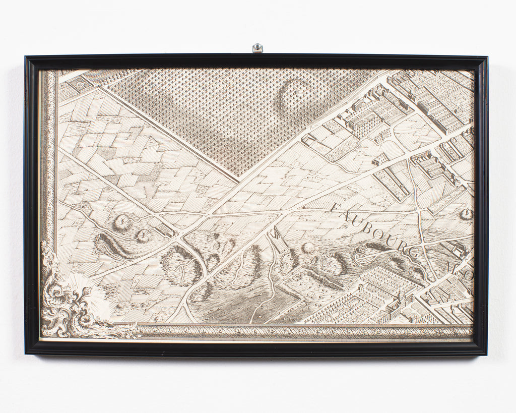 Framed Map of Paris After Michel-Étienne Turgot 1739 20 Panels