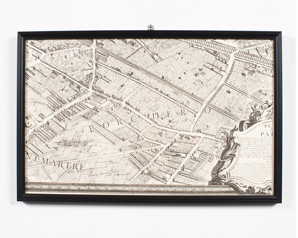 Framed Map of Paris After Michel-Étienne Turgot 1739 20 Panels