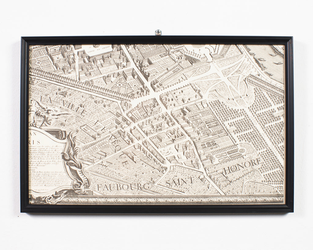 Framed Map of Paris After Michel-Étienne Turgot 1739 20 Panels