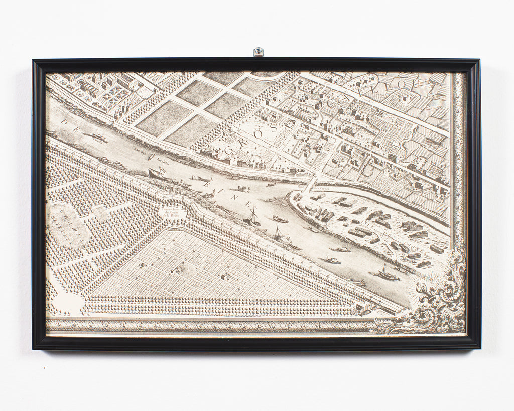 Framed Map of Paris After Michel-Étienne Turgot 1739 20 Panels