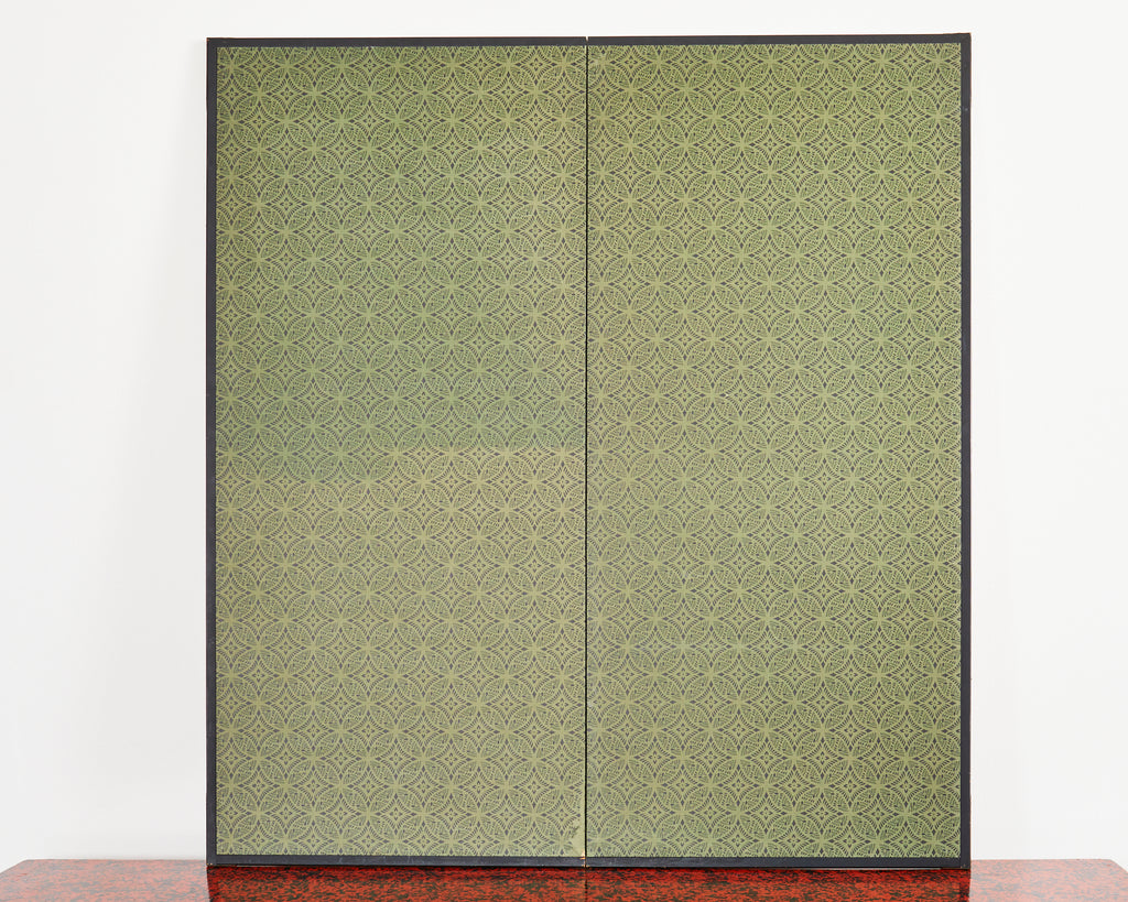 Japanese Meiji Two-Panel Screen Chinese Country Winter Landscape