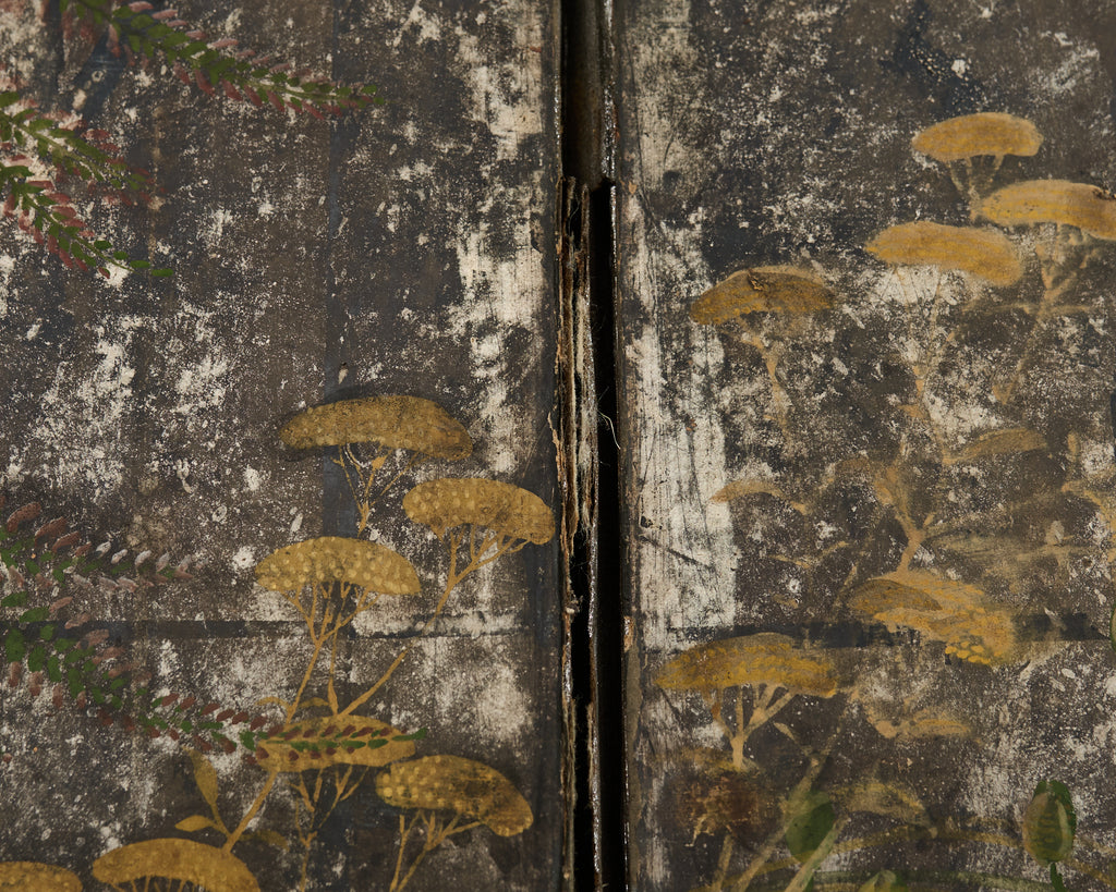 Japanese Meiji Two Panel Screen Flowering Autumn Plants