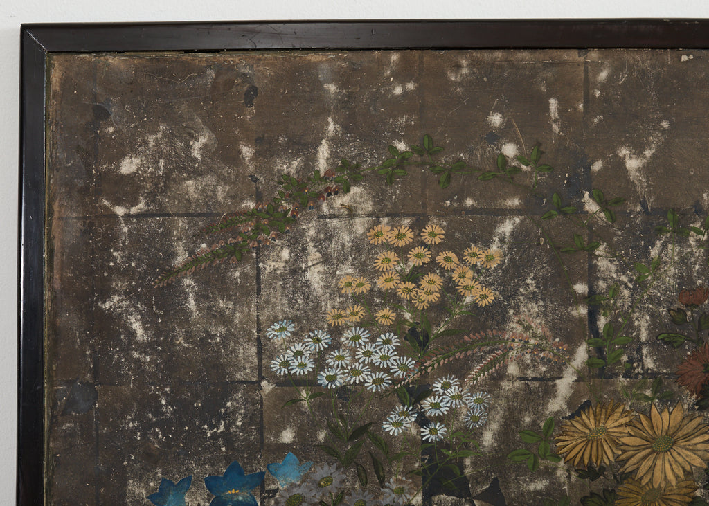 Japanese Meiji Two Panel Screen Flowering Autumn Plants