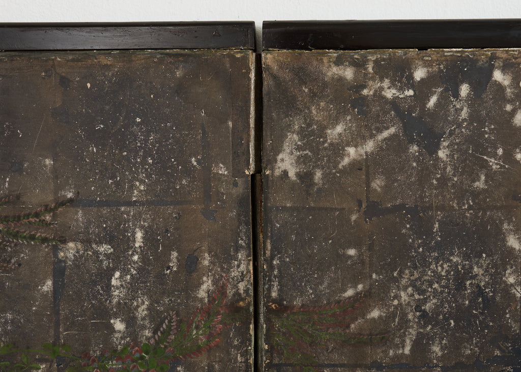 Japanese Meiji Two Panel Screen Flowering Autumn Plants