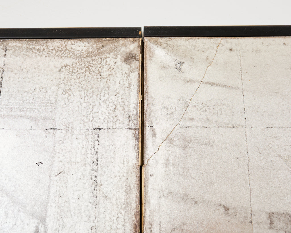 Japanese Taisho Two Panel Screen Rooster and Hen by Kocho